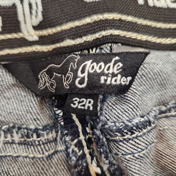 Goode Rider Full Seat Breaches Size 32R Blue Diamond All Over Print Stretch - Picture 8 of 16